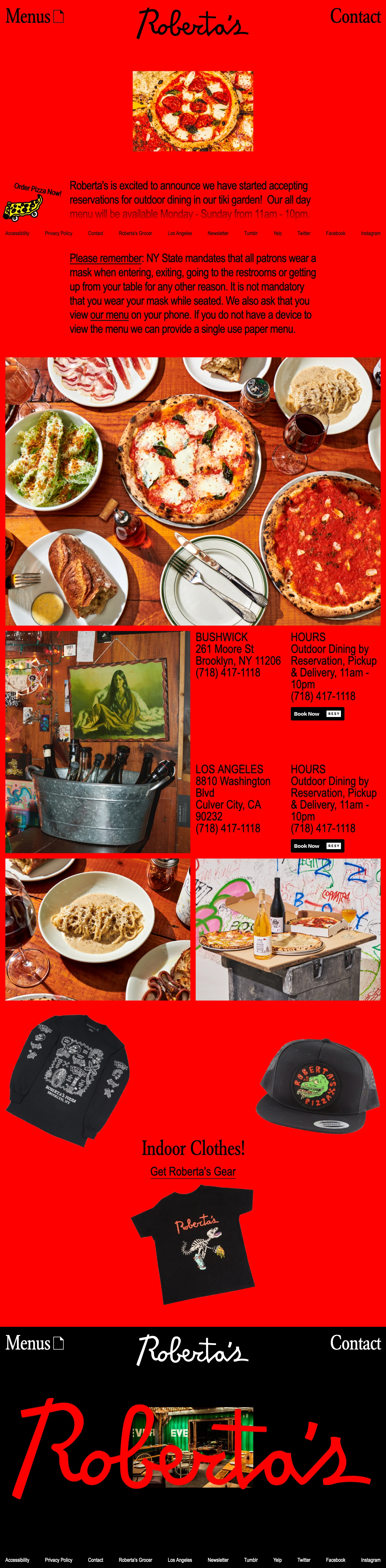 Roberta's Pizza Landing Page Example: Italian Restaurant