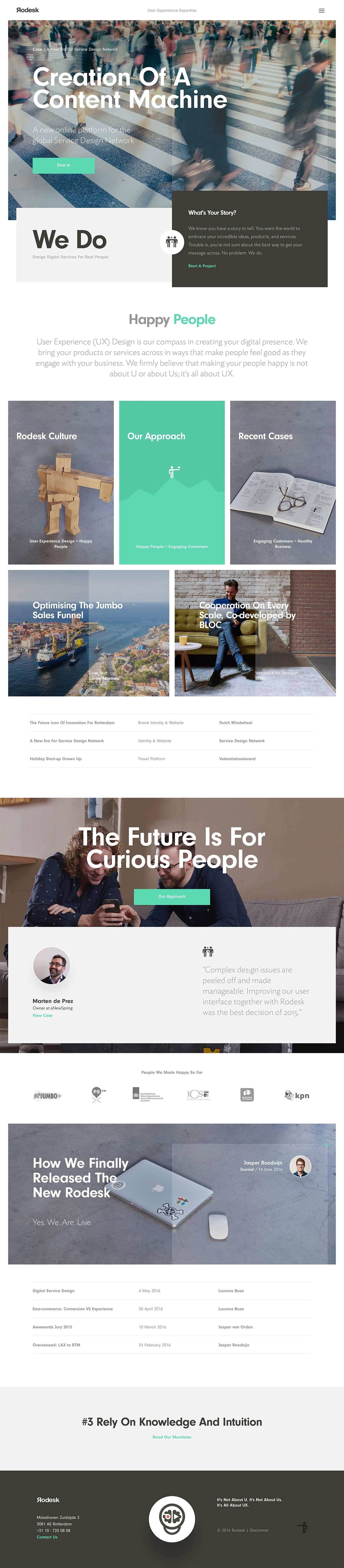 Rodesk Landing Page Example: Rodesk UX design agency Rotterdam | Experts in creative strategy, user experience design, front-end development and WordPress development