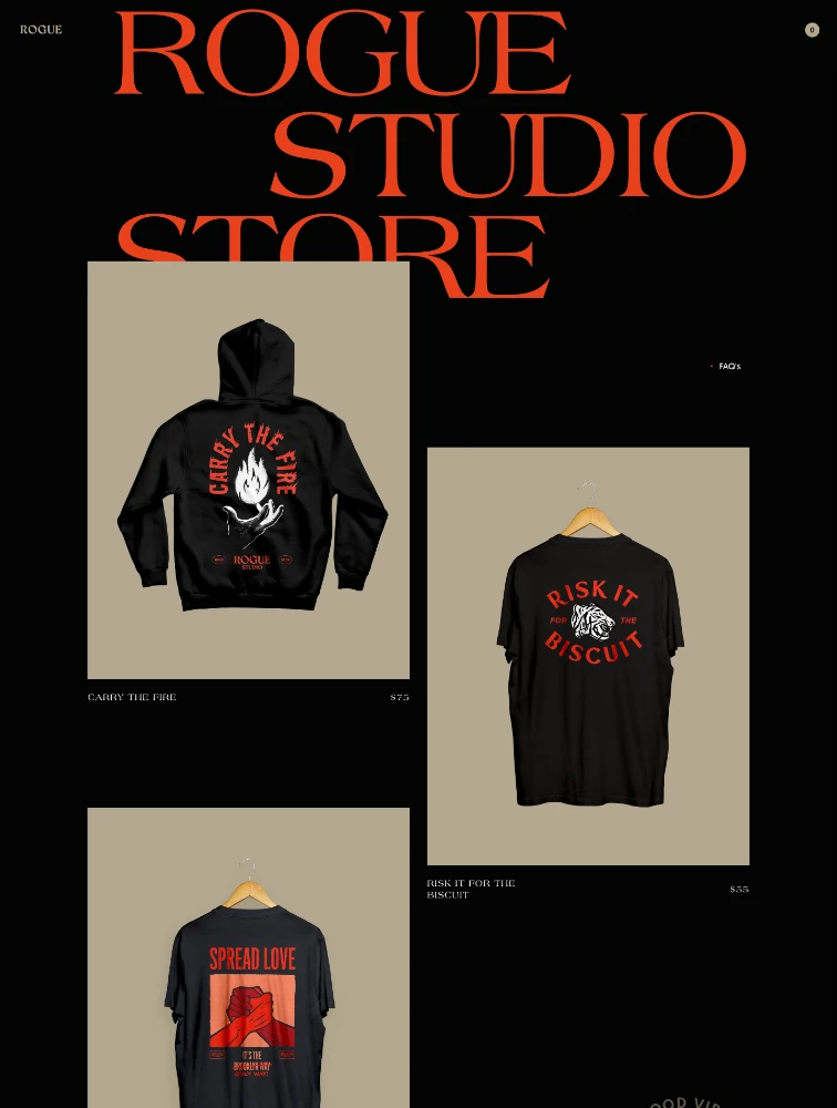 Rogue Studio Store website design - Lapa Ninja