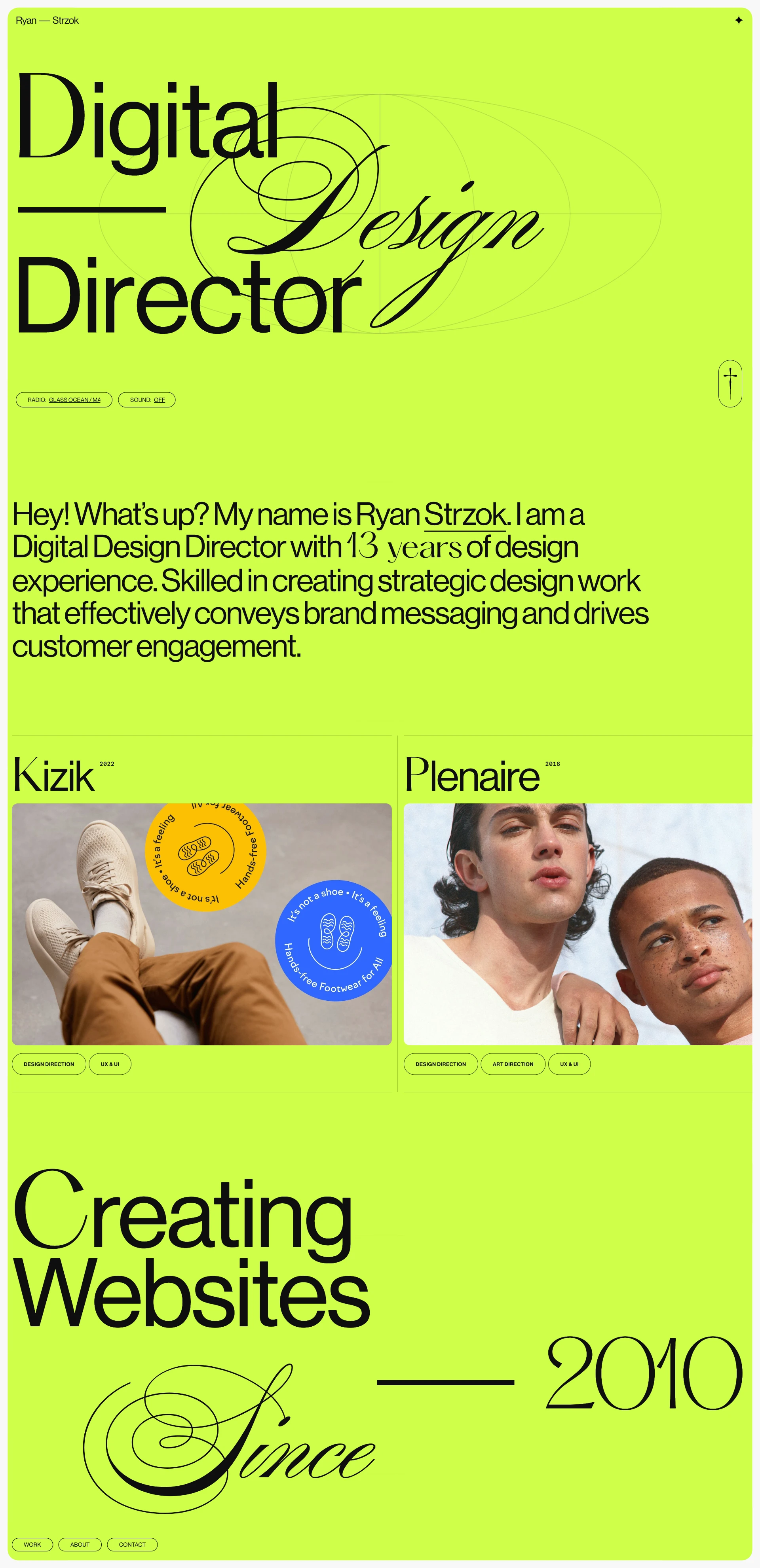 Ryan Strzok Landing Page Example: Hey! What’s up? My name is Ryan Strzok (pronounced struck). I am a Digital Design Director with 13 years of design experience. Skilled in creating strategic design work that effectively conveys brand messaging and drives customer engagement.