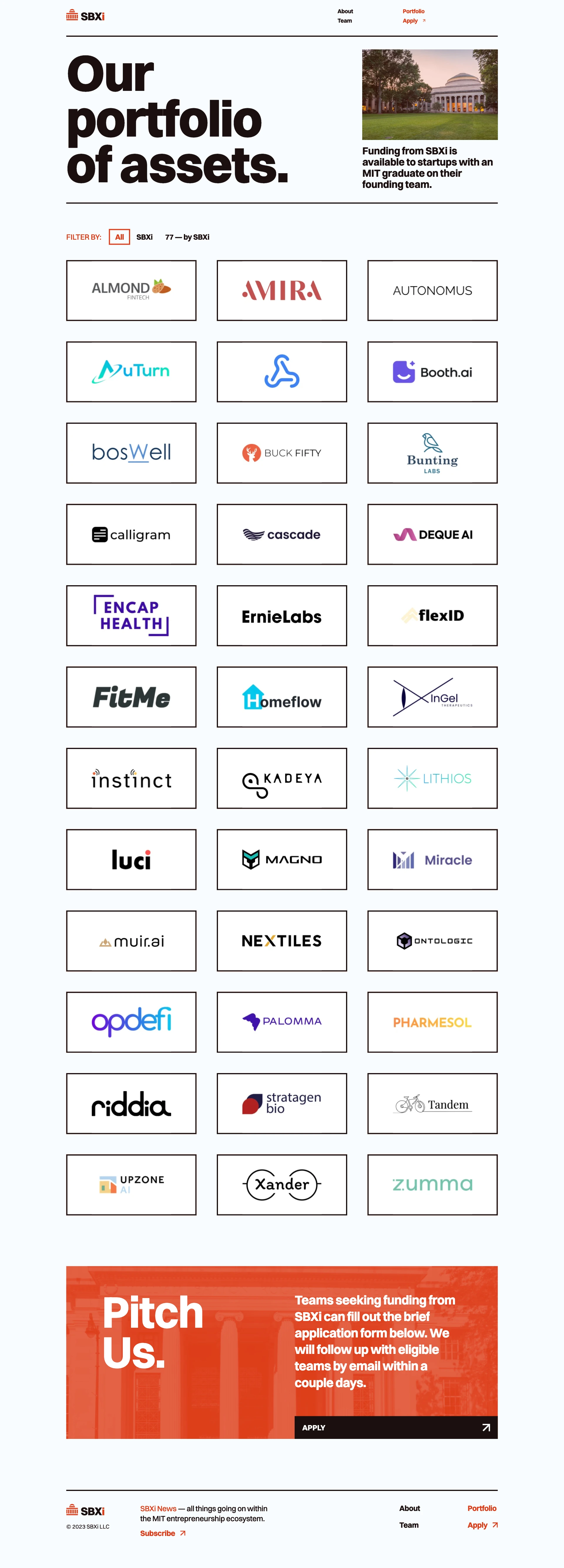 SBXi Landing Page Example: SBXi is jointly sponsored by nine firms. We offer equity funding for MIT founders who are working on a term sheet with a lead investor.