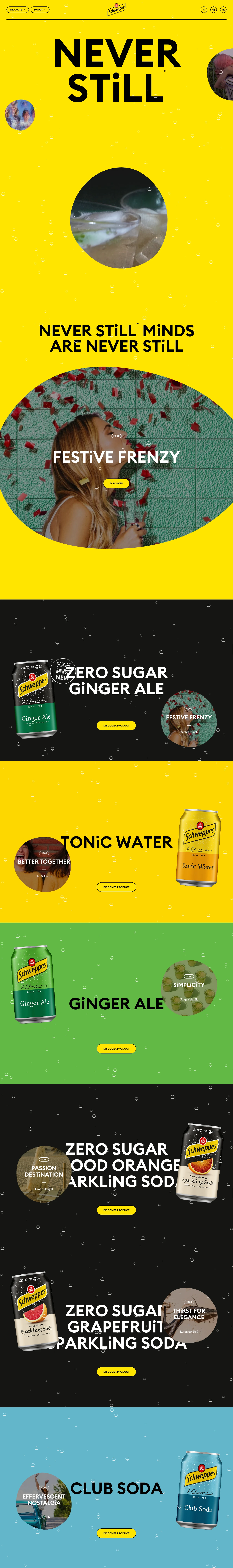 Schweppes Landing Page Example: With over 200 years of unique heritage, Schweppes has been offering quality taste, enjoyed in seemingly limitless ways around the world.