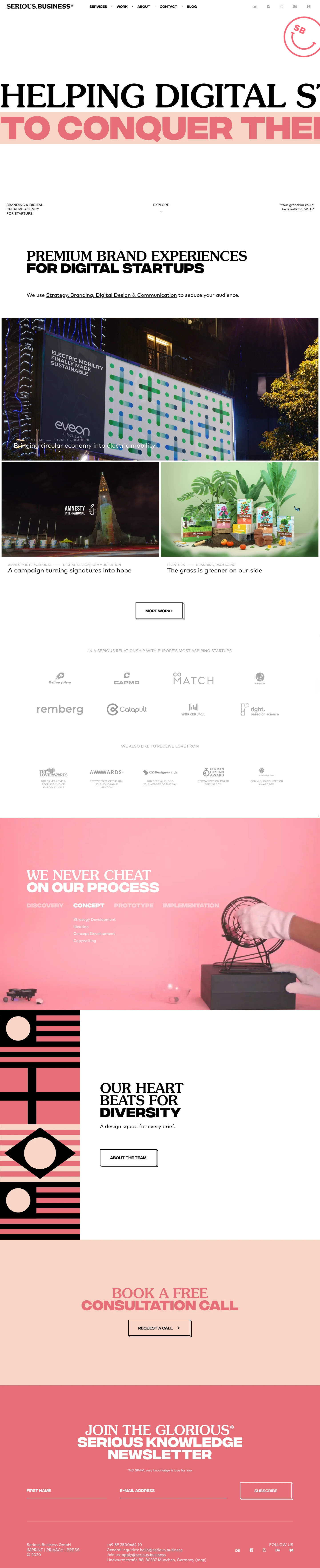 Serious Business Landing Page Example: Strategic Design & Branding Agency - We’ll make millennials fall in love with your brand.