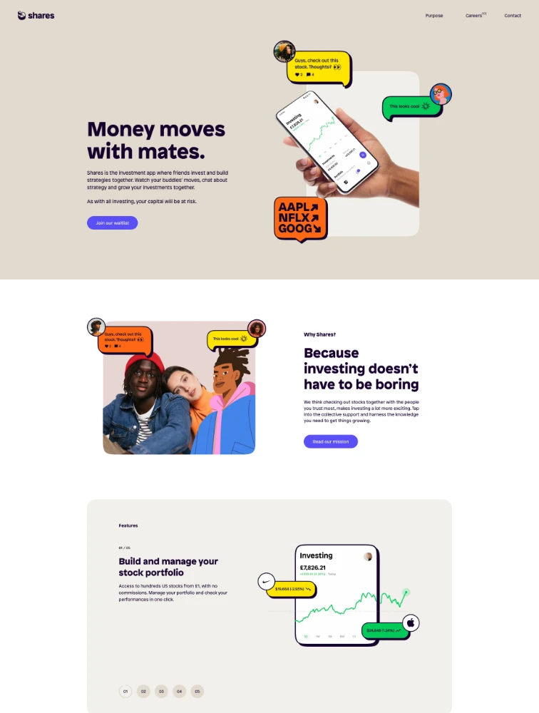 Shares Landing Page Design