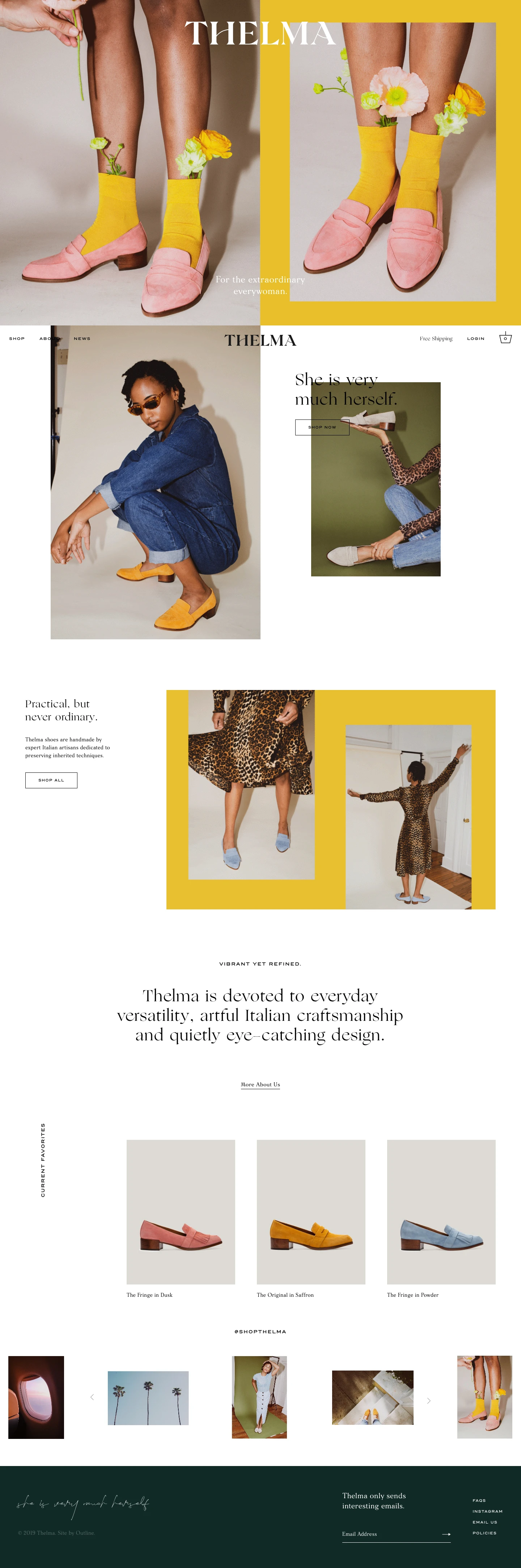 Thelma Landing Page Example: Shop Thelma features a range of high-quality, thoughtfully designed womens Loafers & Ankle Boots. Our handmade, Italian shoes are designed and made for women.