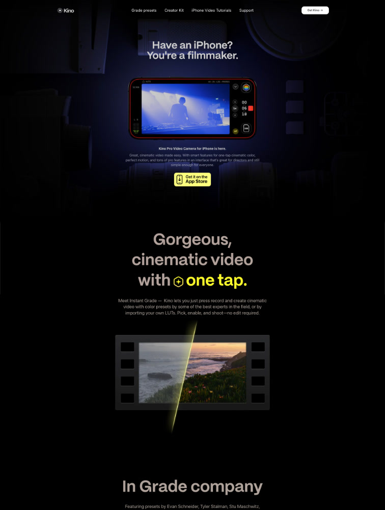 Kino Landing Page Design