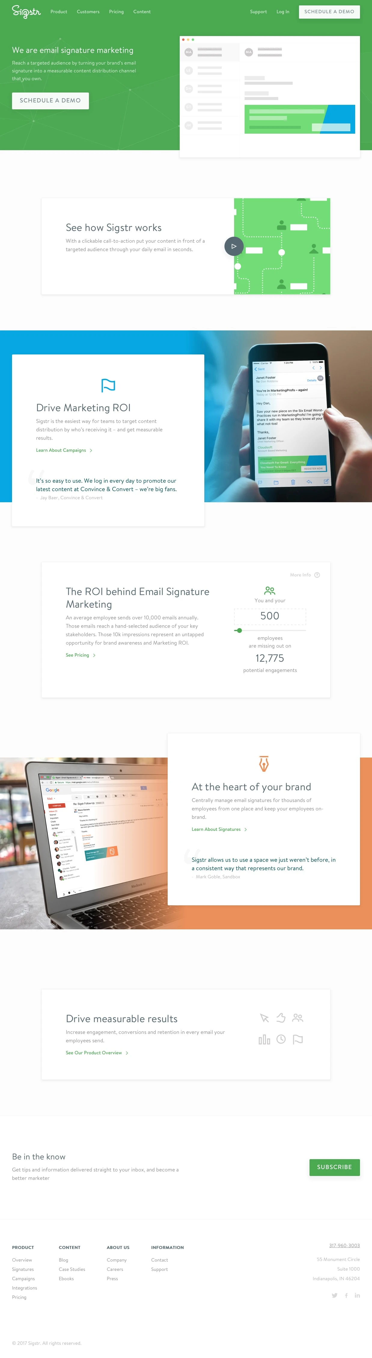 Sigstr Landing Page Example: We are email signature marketing