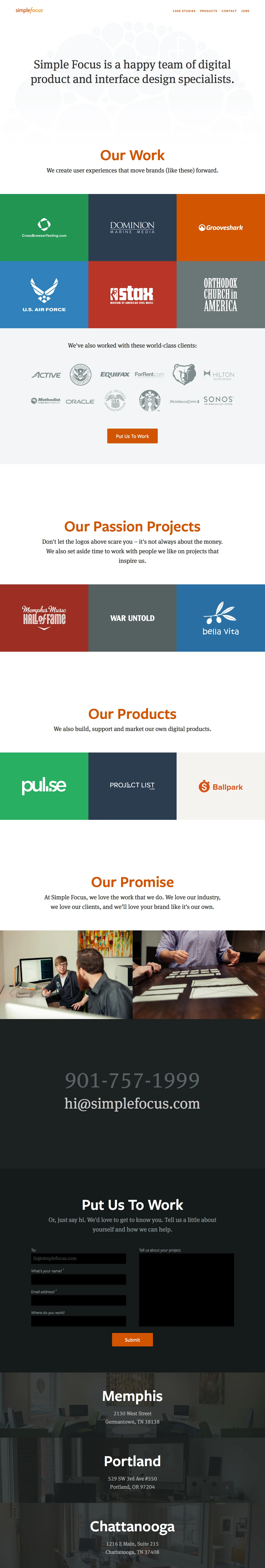 Simple Focus Landing Page Example: Simple Focus is a happy team of digital product and interface design specialists.