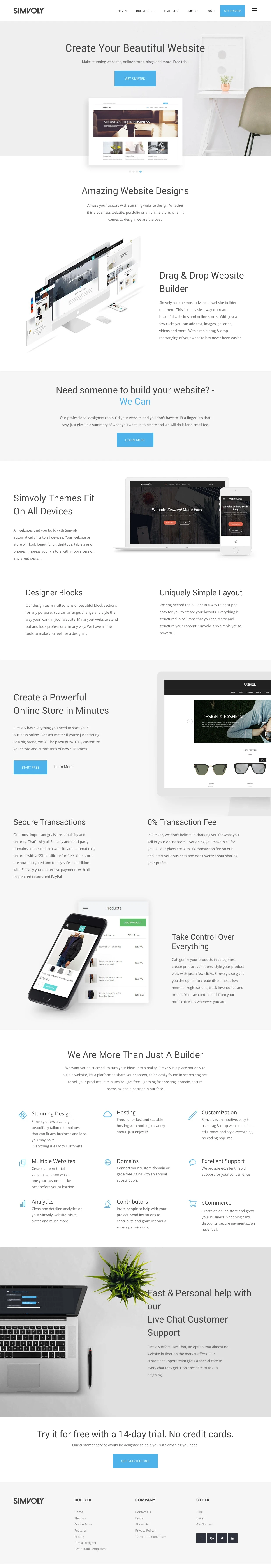 Simvoly Landing Page Example: Make stunning websites, online stores, blogs and more