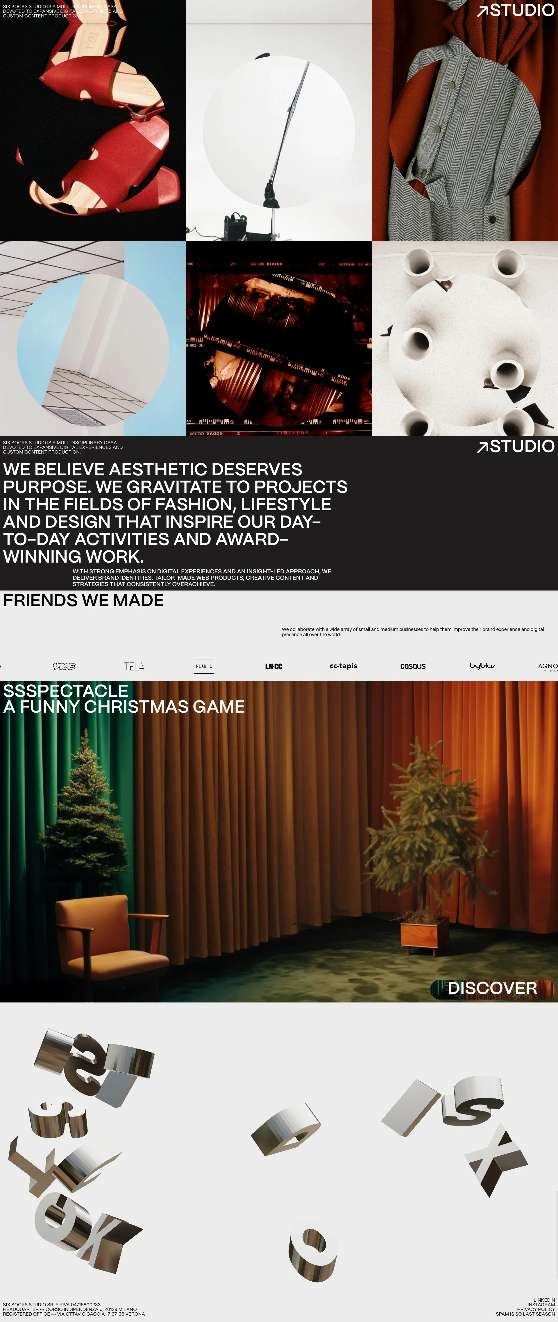 Six Socks Studio Landing Page Example: Six Socks Studio is a multidisciplinary casa devoted to expansive digital experiences and custom content production.