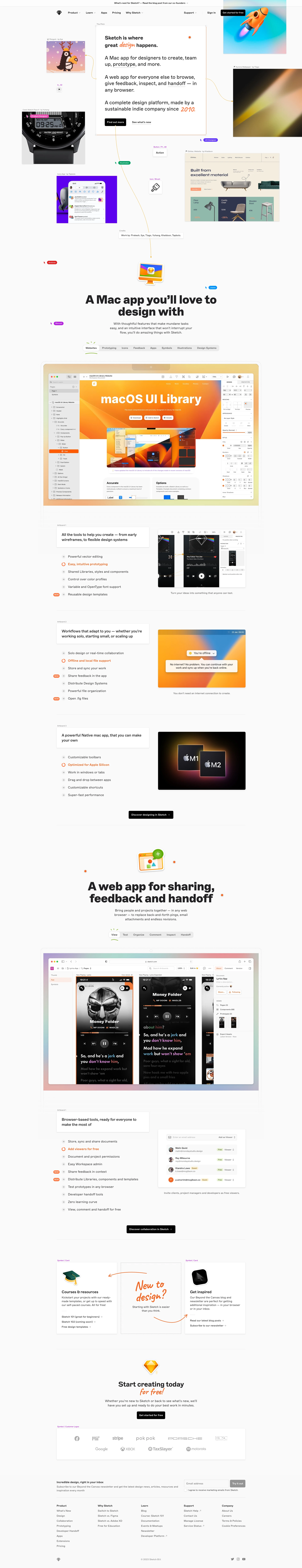 Sketch Landing Page Example: Sketch is the all-in-one platform for digital design — with collaborative design tools, prototyping and developer handoff. Get started for free.