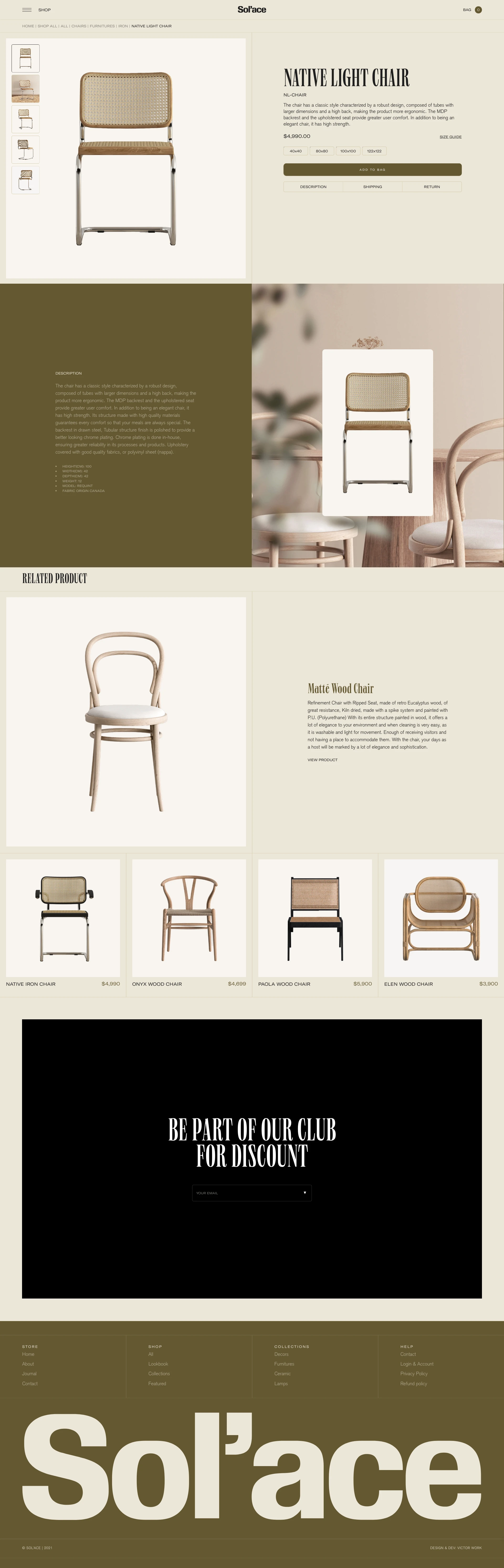 Sol’ace Landing Page Example: Developed the concept of exclusivity, a Sol’ace features timeless furniture, with natural fabrics, curved lines, plenty of mirrors and classic design, which can be incorporated into any decor project.