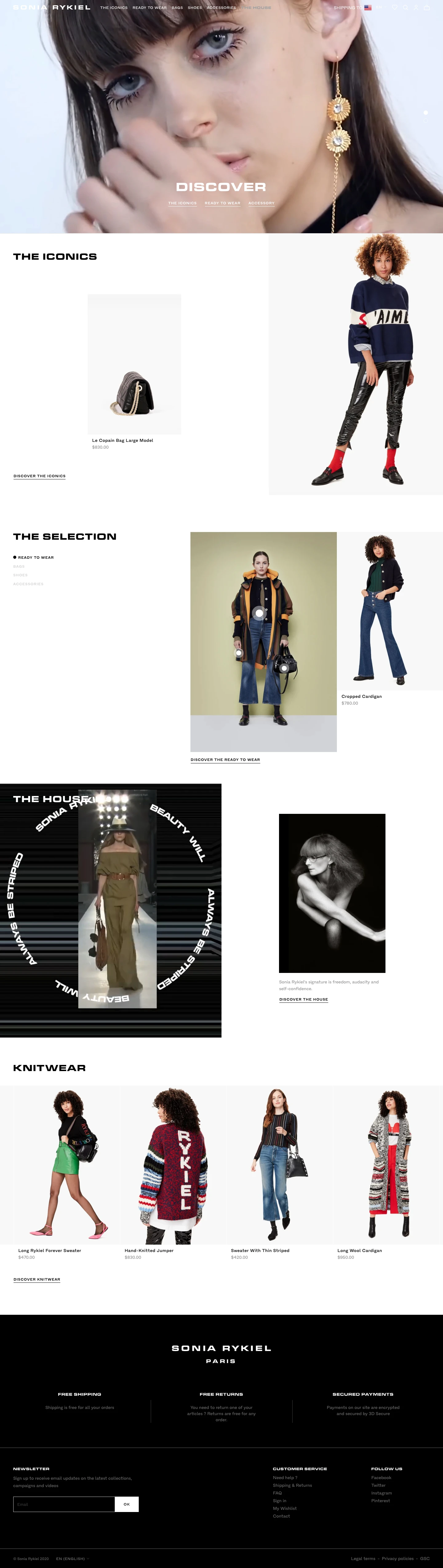 Sonia Rykiel Landing Page Example: A new chapter has begun.