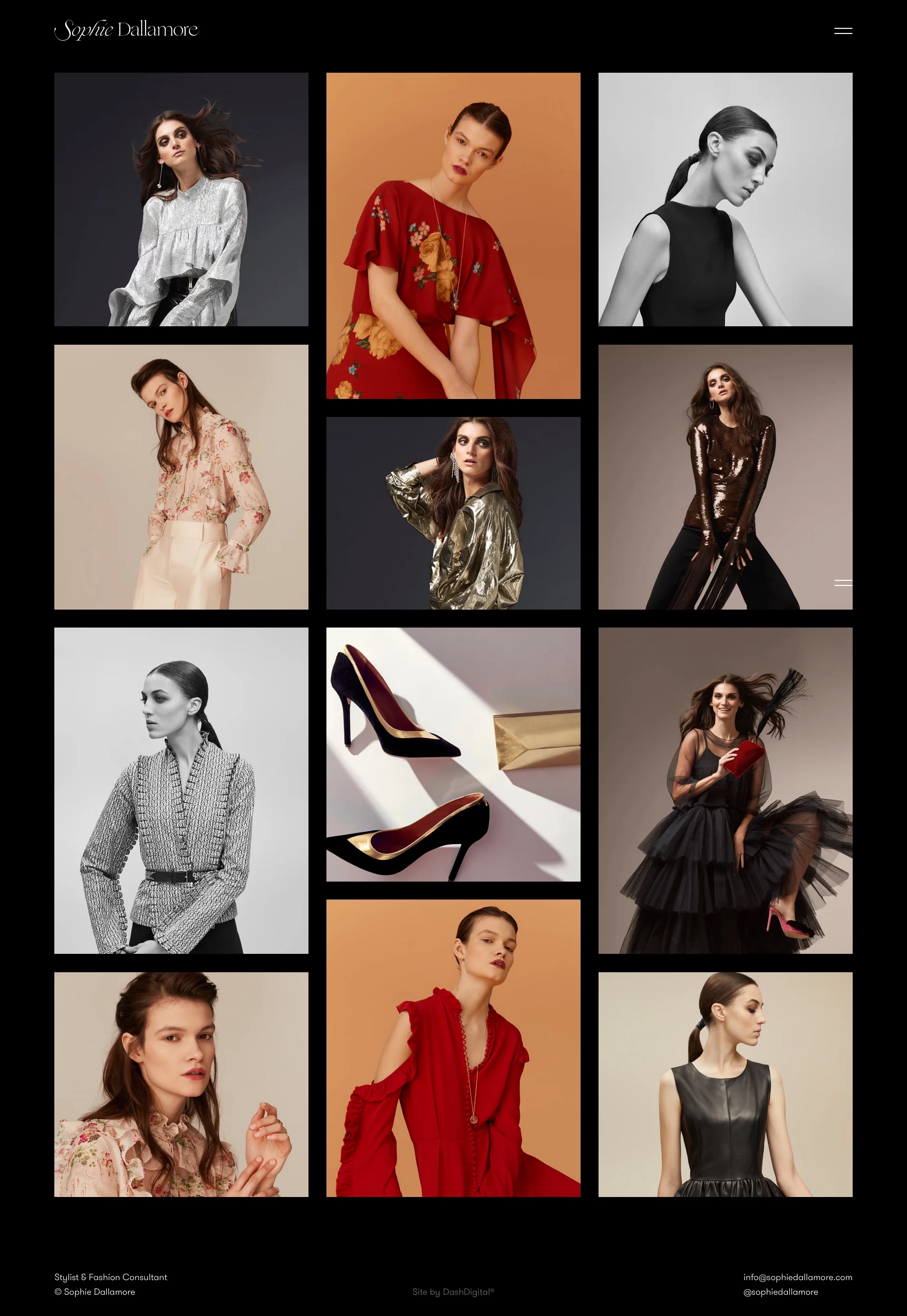 Sophie Dallamore Landing Page Example: London-based stylist & fashion consultant. Styling advice, wardrobe solutions, event dressing, shopping and gifting.