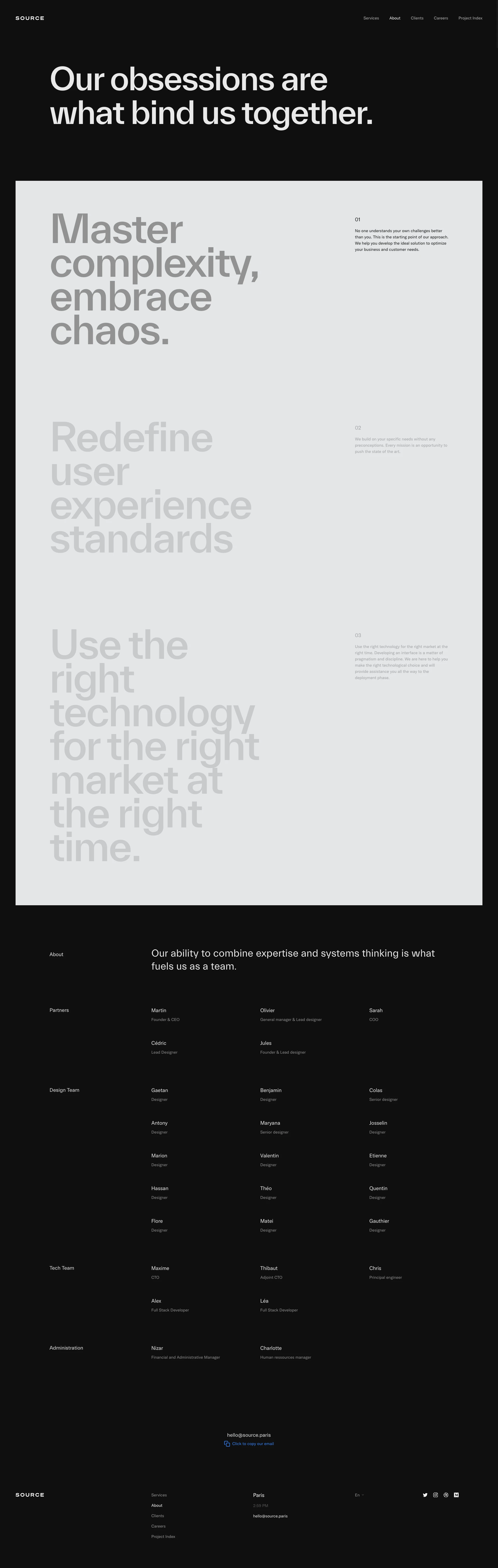 Source Landing Page Example: Bureau of Design & Technology. Source is a group of designers & technologists on a mission to make Corporate and Startups more capable through state of the art digital solutions.
