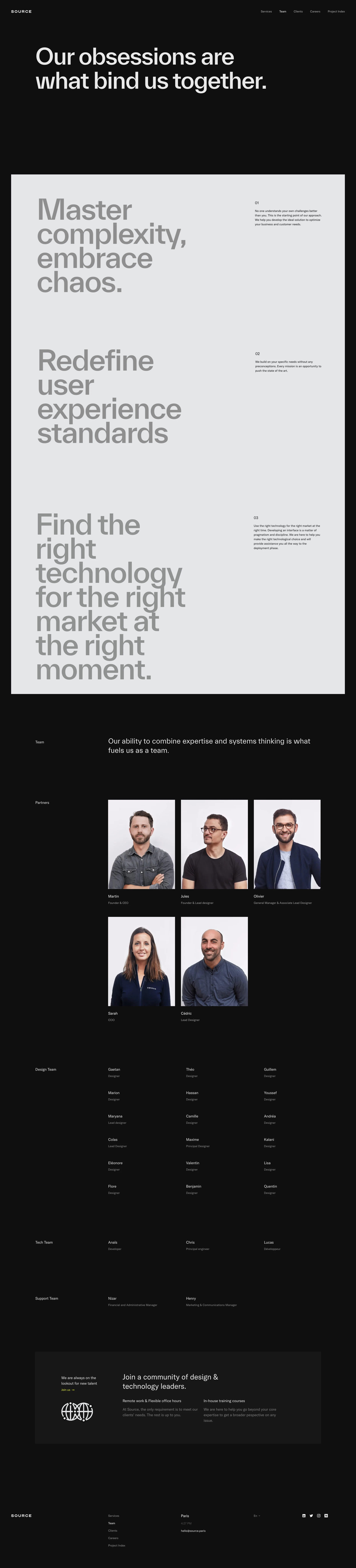 Source Landing Page Example: Source is a group of designers & technologists on a mission to make Corporate and Startups more capable through state of the art digital solutions. We drive value in complex environments by leveraging Design & Engineering.