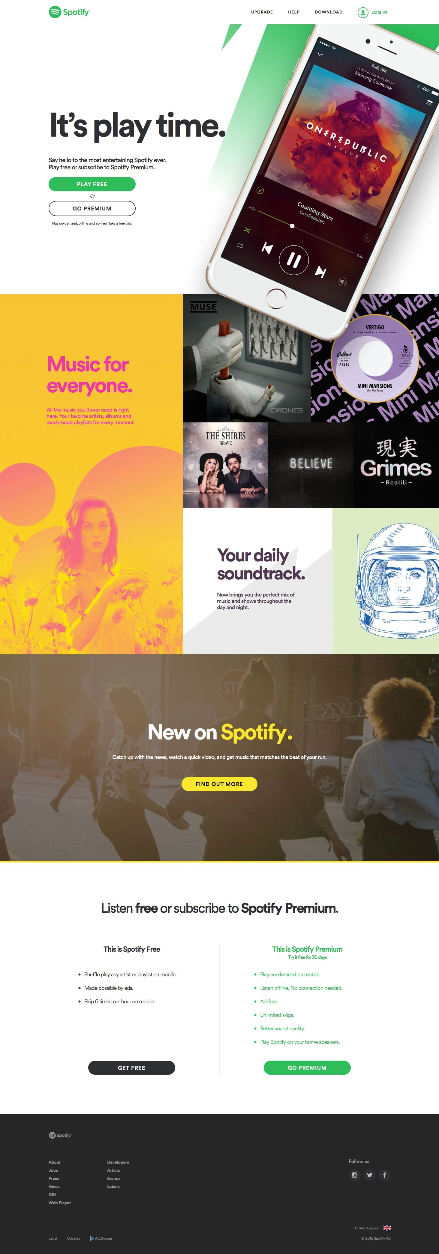 Spotify Landing Page Example: Spotify is a digital music service that gives you access to millions of songs.