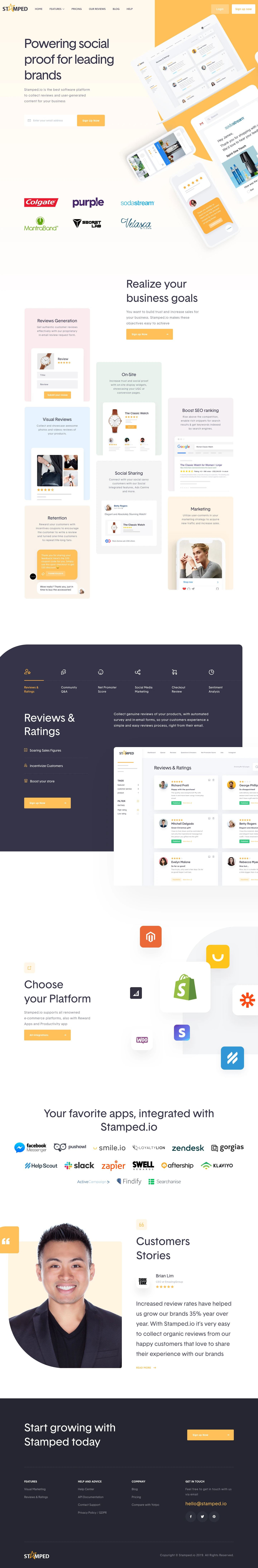 Stamped.io Landing Page Example: Powering social proof for leading brands, Stamped.io is the best software platform to collect reviews and user-generated content for your business.