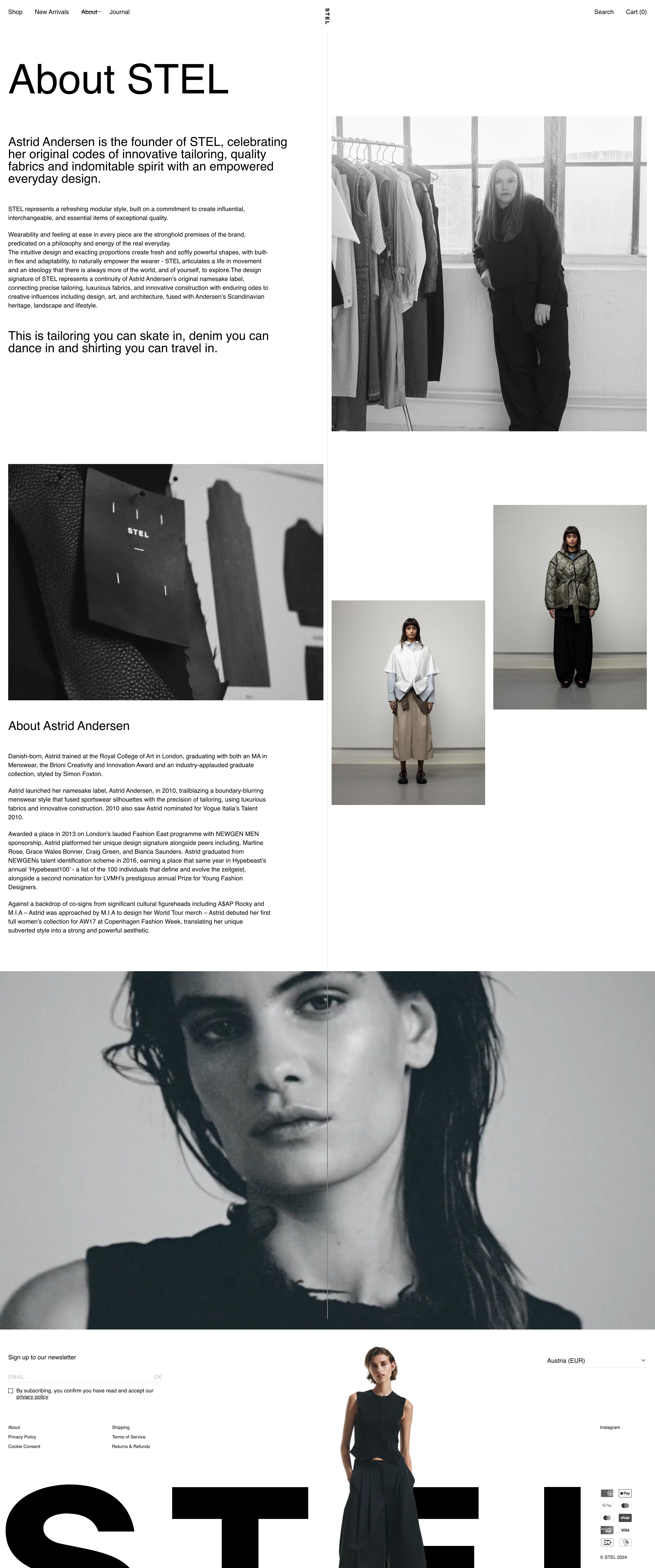 STEL Landing Page Example: STEL represents a refreshing modular style, focused on creating seasonless, collectible items, inspired by a fusion of design, art, and architecture and combined with Astrid Andersen’s Scandinavian heritage and lifestyle