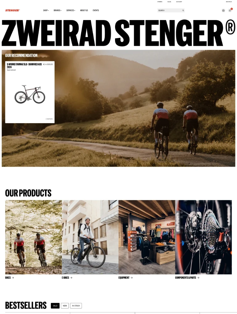 Stenger Bike website design - Lapa Ninja