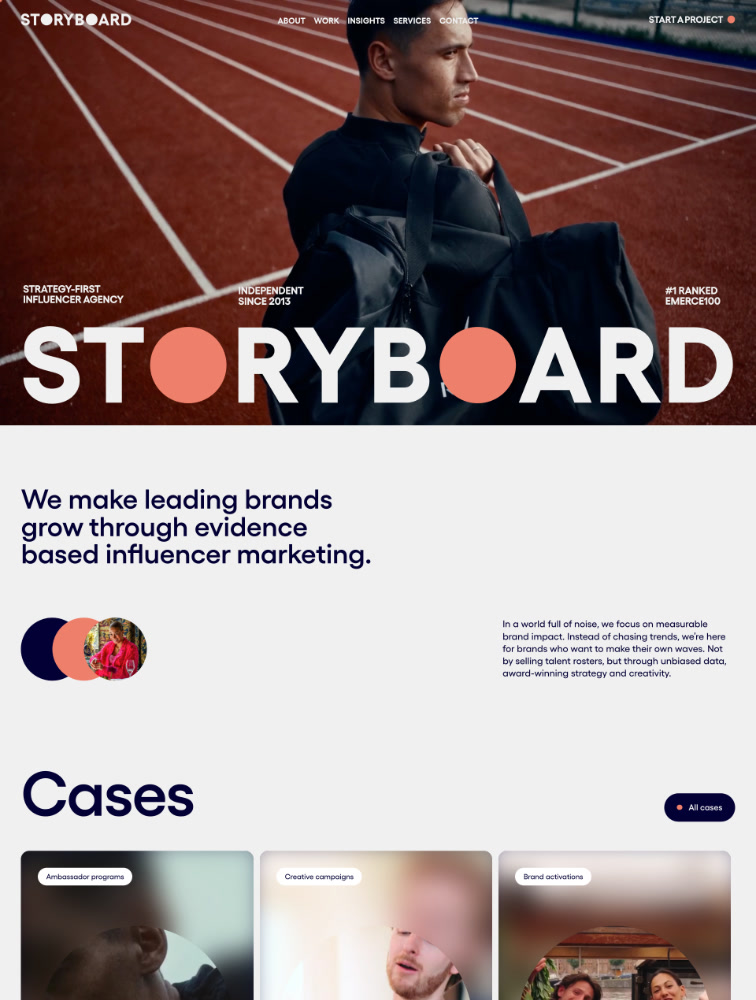 Storyboard Agency Landing Page Example