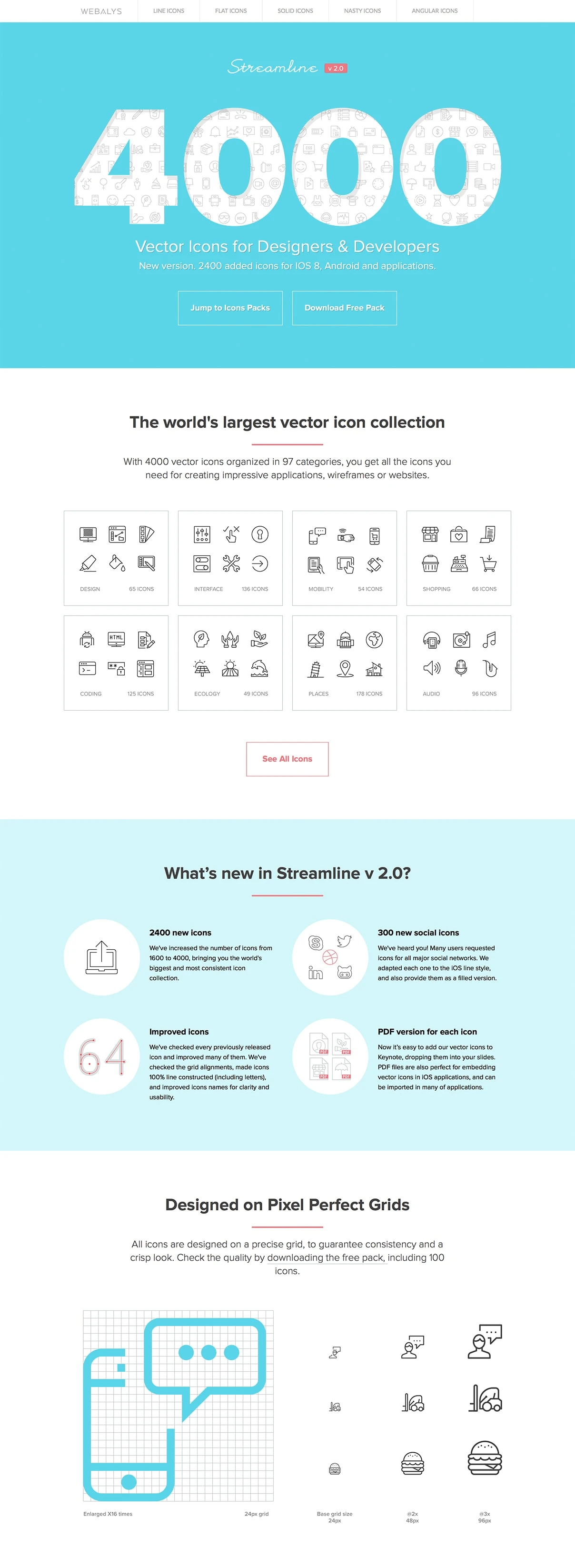 Streamline Landing Page Example: 4000 Vector Icons for IOS, Android and applications. The world's largest icon collection.