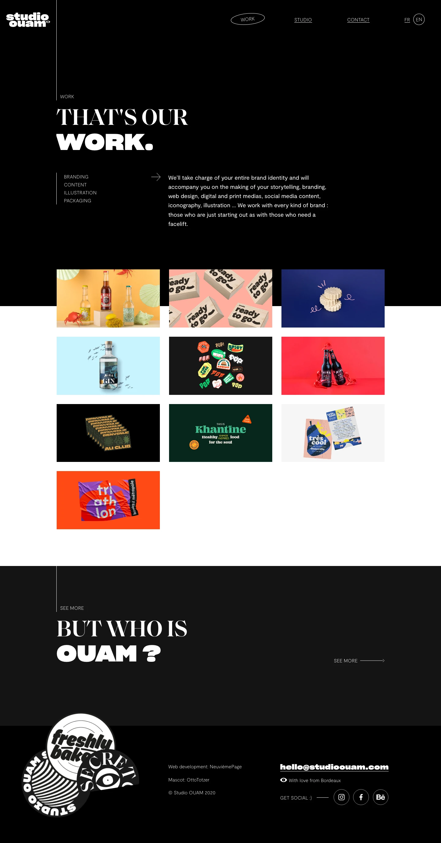 Studio Ouam Landing Page Example: Studio OUAM is a communication agency based between Paris and Bordeaux specialized in visual identity and brand creation.
