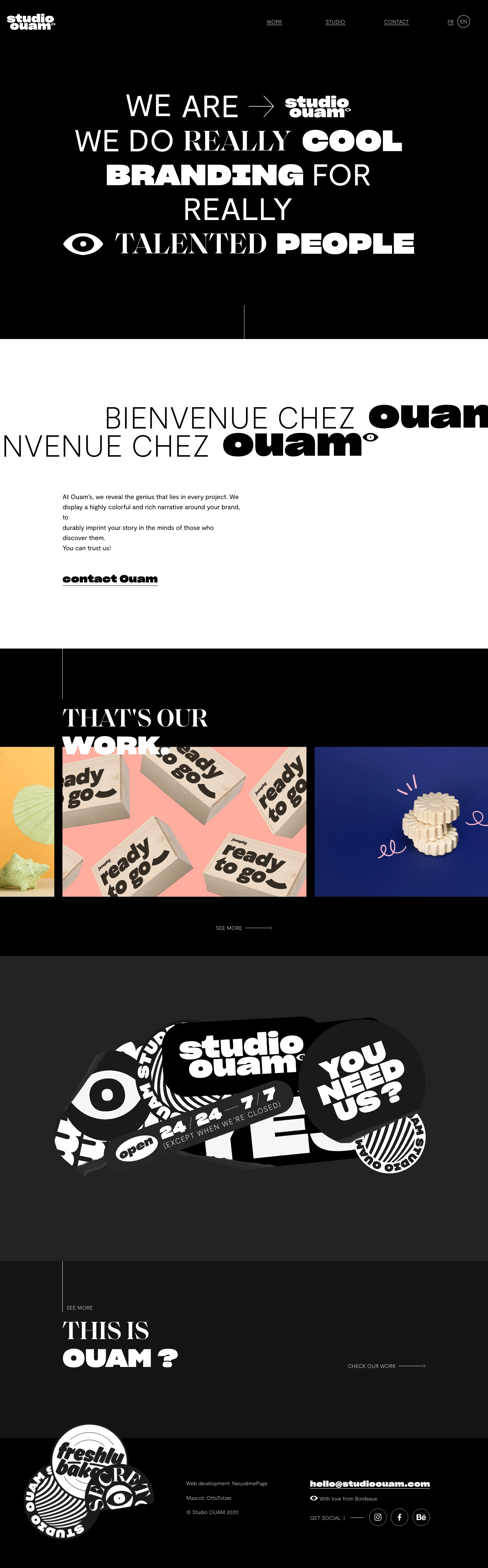 Studio Ouam Landing Page Example: Studio OUAM is a communication agency based between Paris and Bordeaux specialized in visual identity and brand creation.