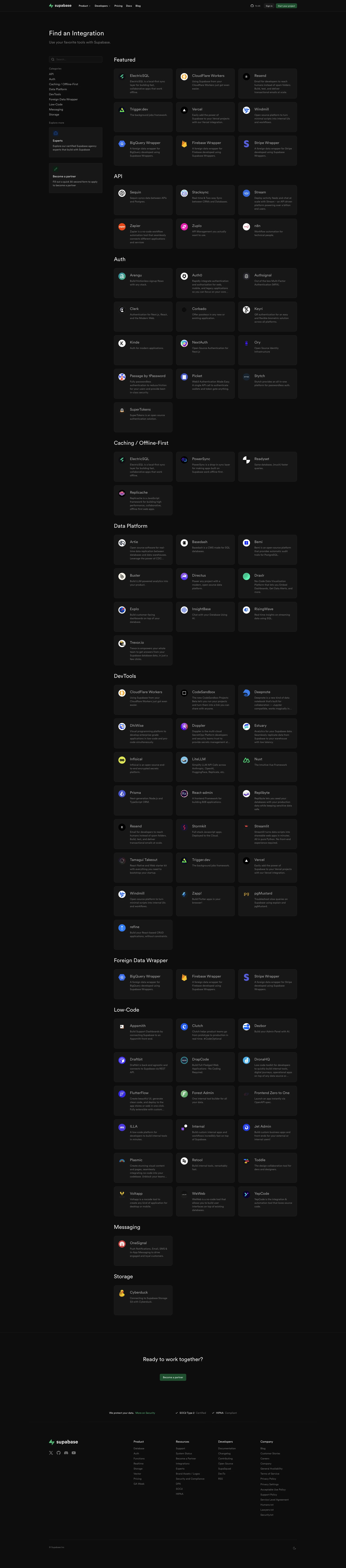 Supabase Landing Page Example: Supabase is an open source Firebase alternative. Start your project with a Postgres database, Authentication, instant APIs, Edge Functions, Realtime subscriptions, Storage, and Vector embeddings.