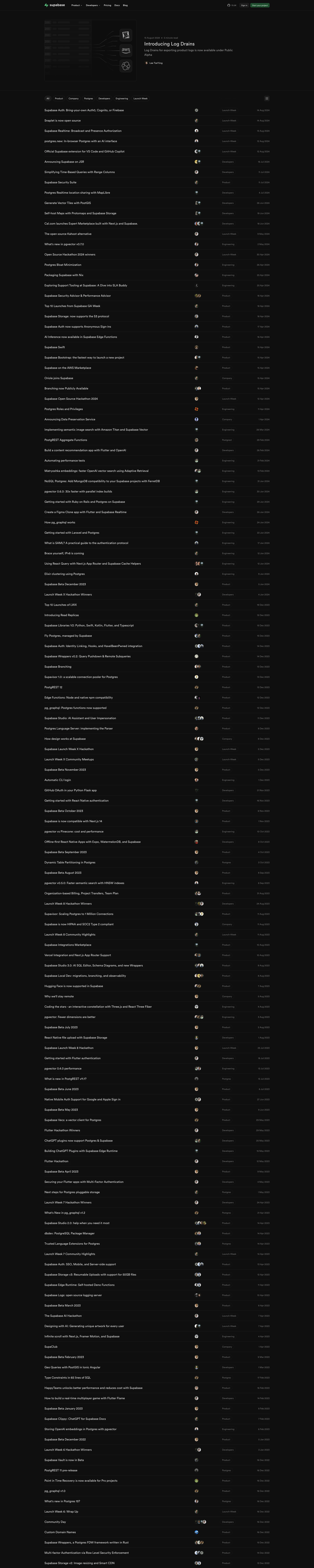 Supabase Landing Page Example: Supabase is an open source Firebase alternative. Start your project with a Postgres database, Authentication, instant APIs, Edge Functions, Realtime subscriptions, Storage, and Vector embeddings.