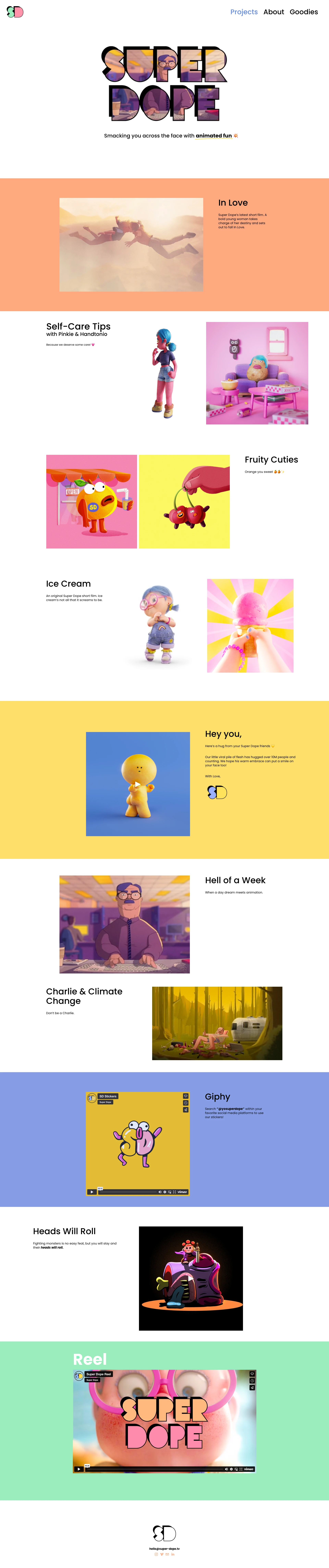 Super Dope Landing Page Example: Smacking you across the face with animated fun. Bring your vision to life with Super Dope's creative animation solutions. Our team of experts combines innovation, technical expertise, and creativity to produce animations that educate, inform, and inspire.