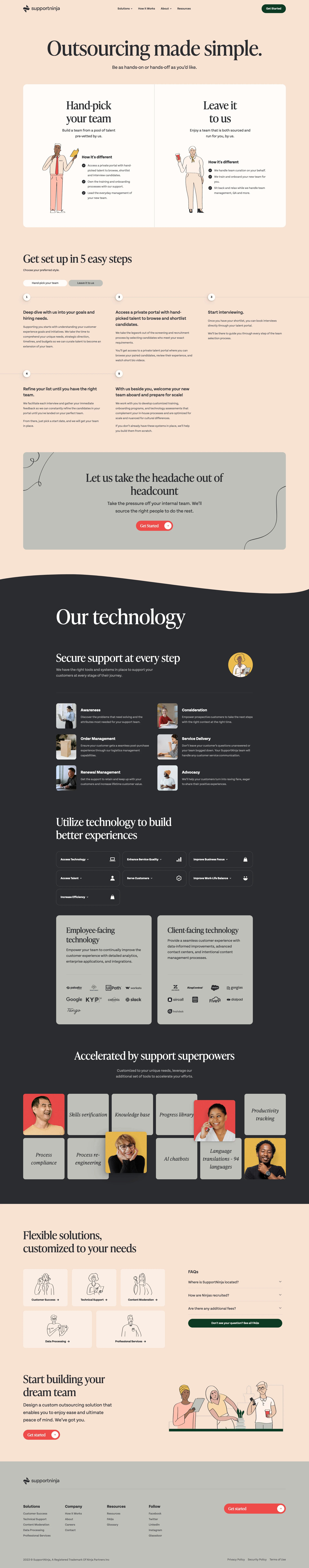 SupportNinja Landing Page Example: Growth can be a great problem to have - as long as you have the right team. We're the right-size partner who'll prove that our culture isn't an empty promise.