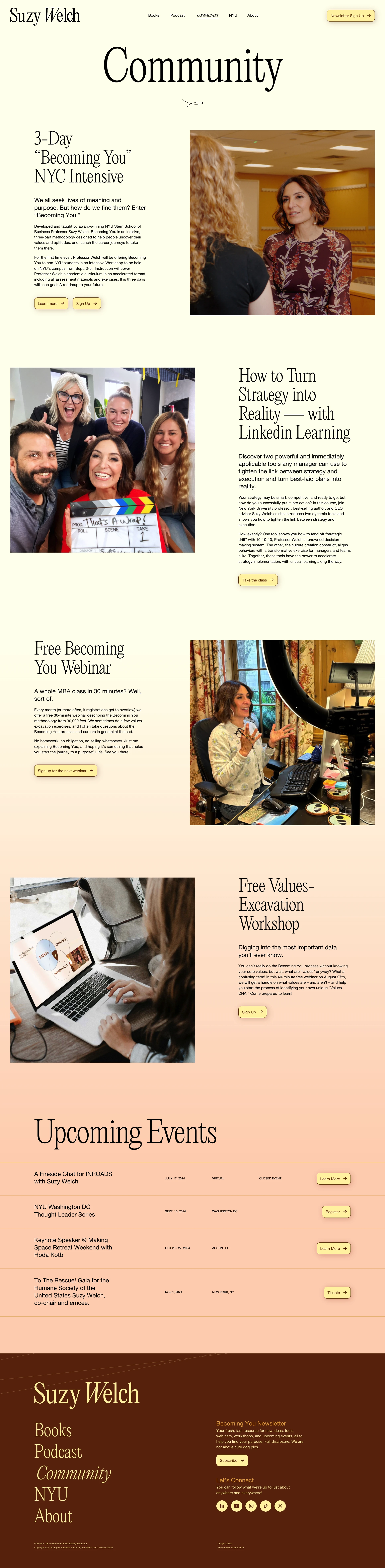 Suzy Welch Landing Page Example: Suzy Welch is a writer, professor, and speaker. She is the author of three best selling books, teaches at NYU's Stern School of Business, and a senior advisor at The Brunswick group.