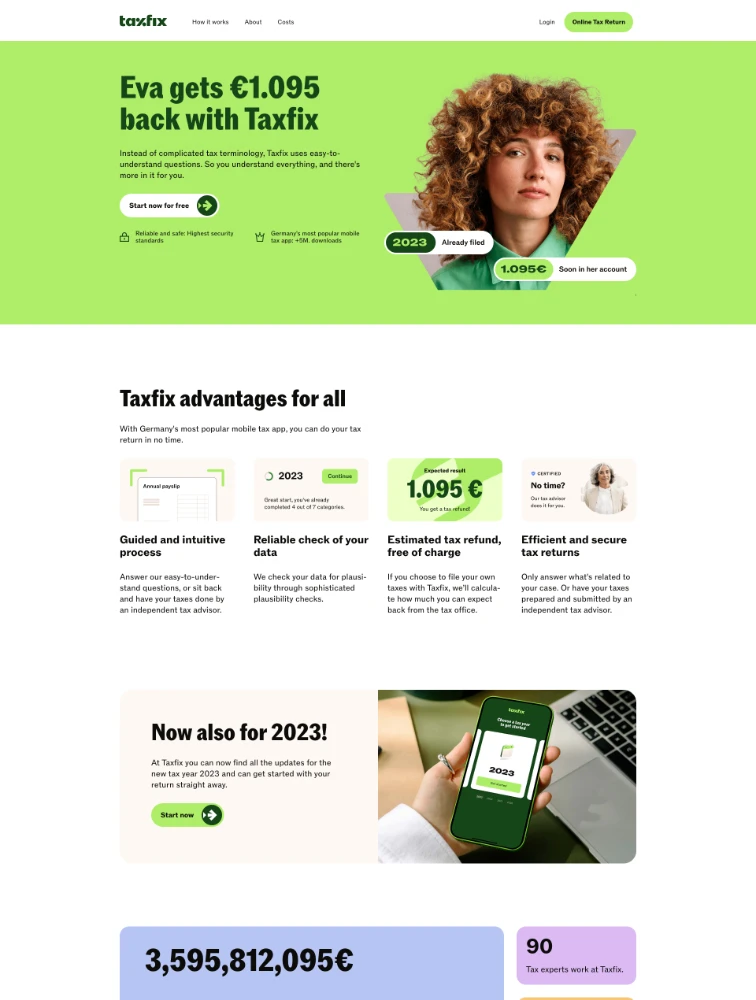 Taxfix Landing Page Example