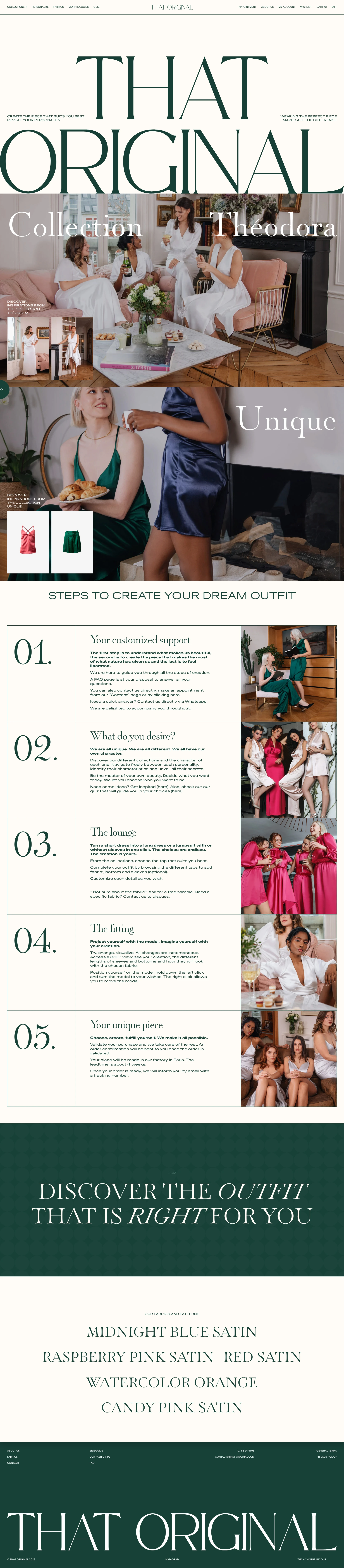 That Original Landing Page Example: Custom made clothing for women - Dresses / Jumpsuits for galas / parties / wedding. Bridesmaids' outfits.