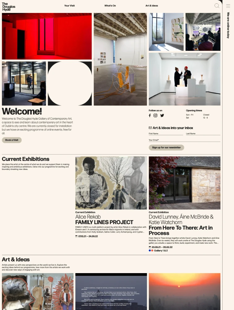 The Douglas Hyde Gallery Landing Page Design Inspiration Lapa Ninja