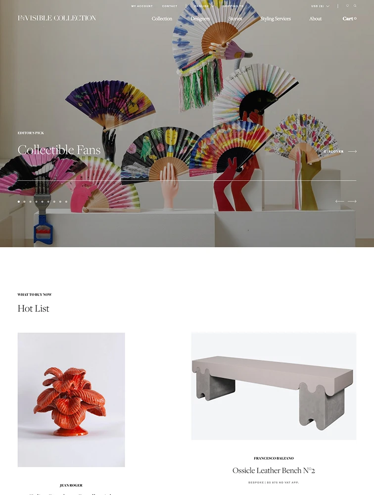 The Invisible Collection Landing Page Design