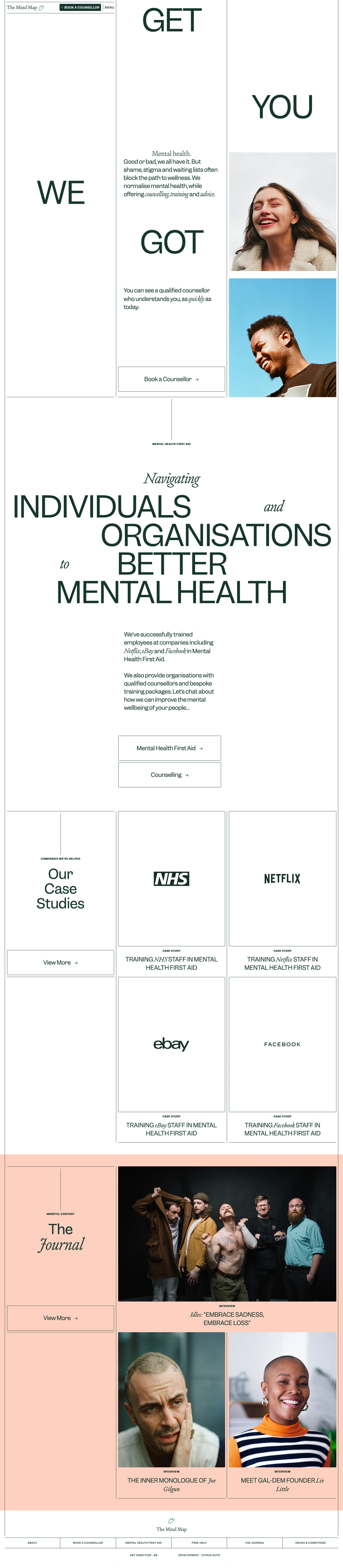 The Mind Map Landing Page Example: Mental health - good or bad, we all have it. But shame and stigma often blocks the path to getting well. The Mind Map normalise mental health.