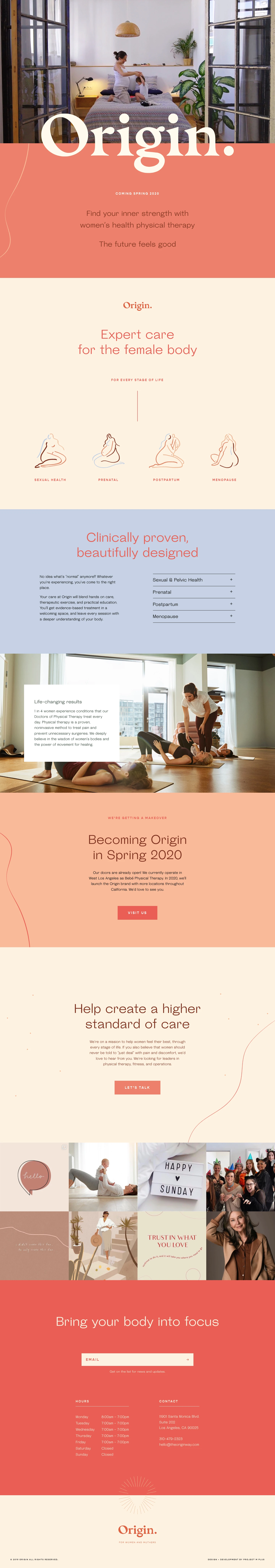 Origin Landing Page Example: Women's health and pelvic floor physical therapy. For women and mothers.