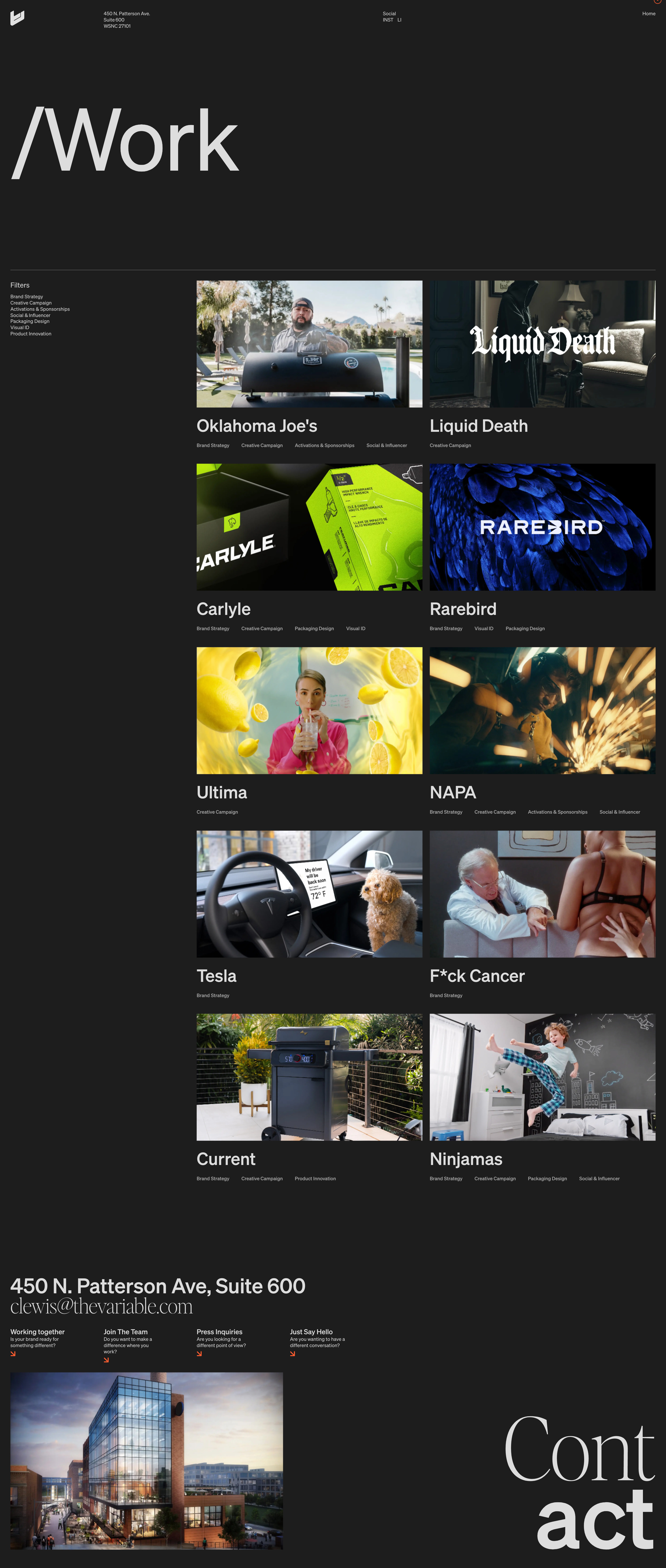 The Variable Landing Page Example: The Variable is a strategic partner for brands ready to break conventions, redefine categories, and create work that drives real business impact.