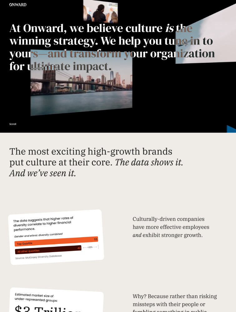Onward Landing Page Design