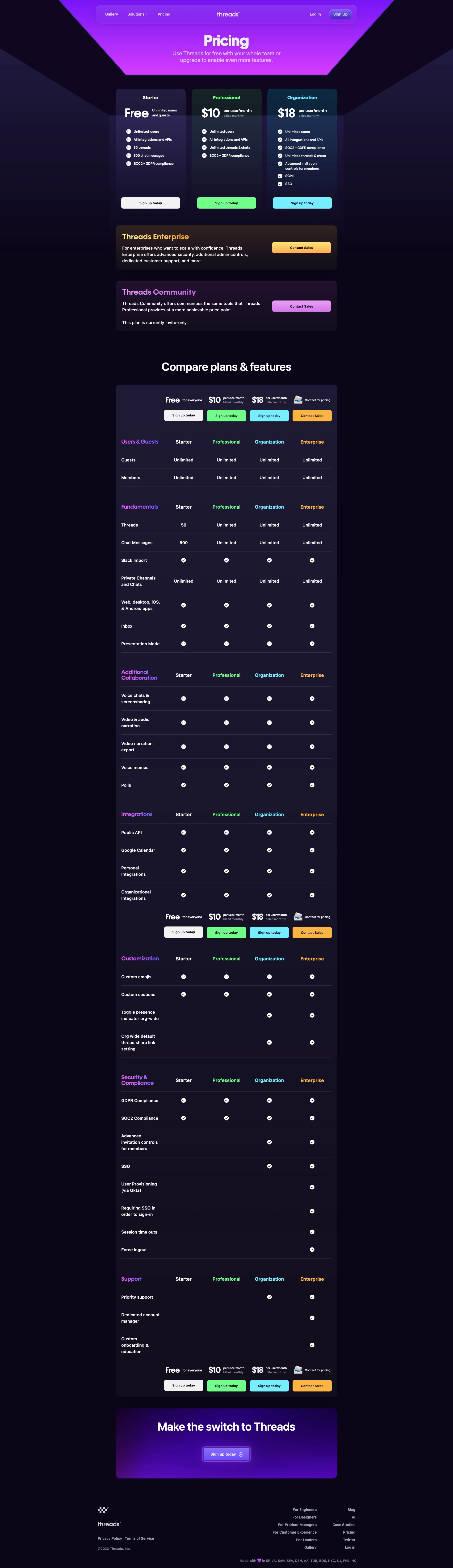 Threads website design - Lapa Ninja