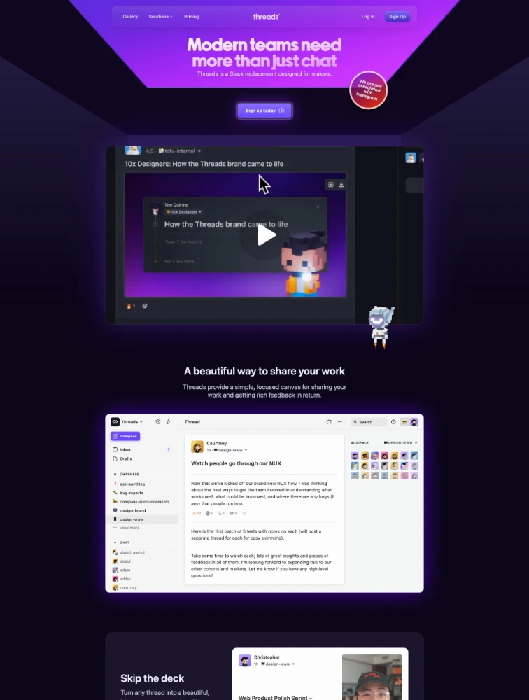 Threads website design - Lapa Ninja