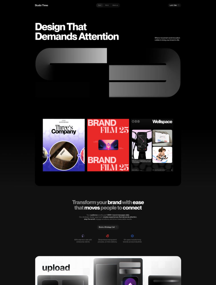 Studio Three Landing Page Example