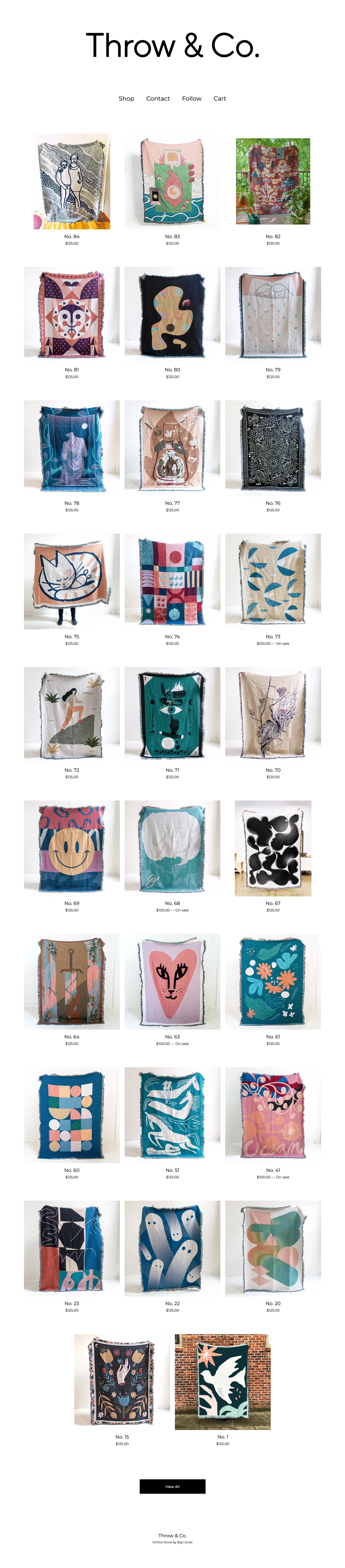 Throw & Co Landing Page Example: Woven throw blankets, 100% cotton