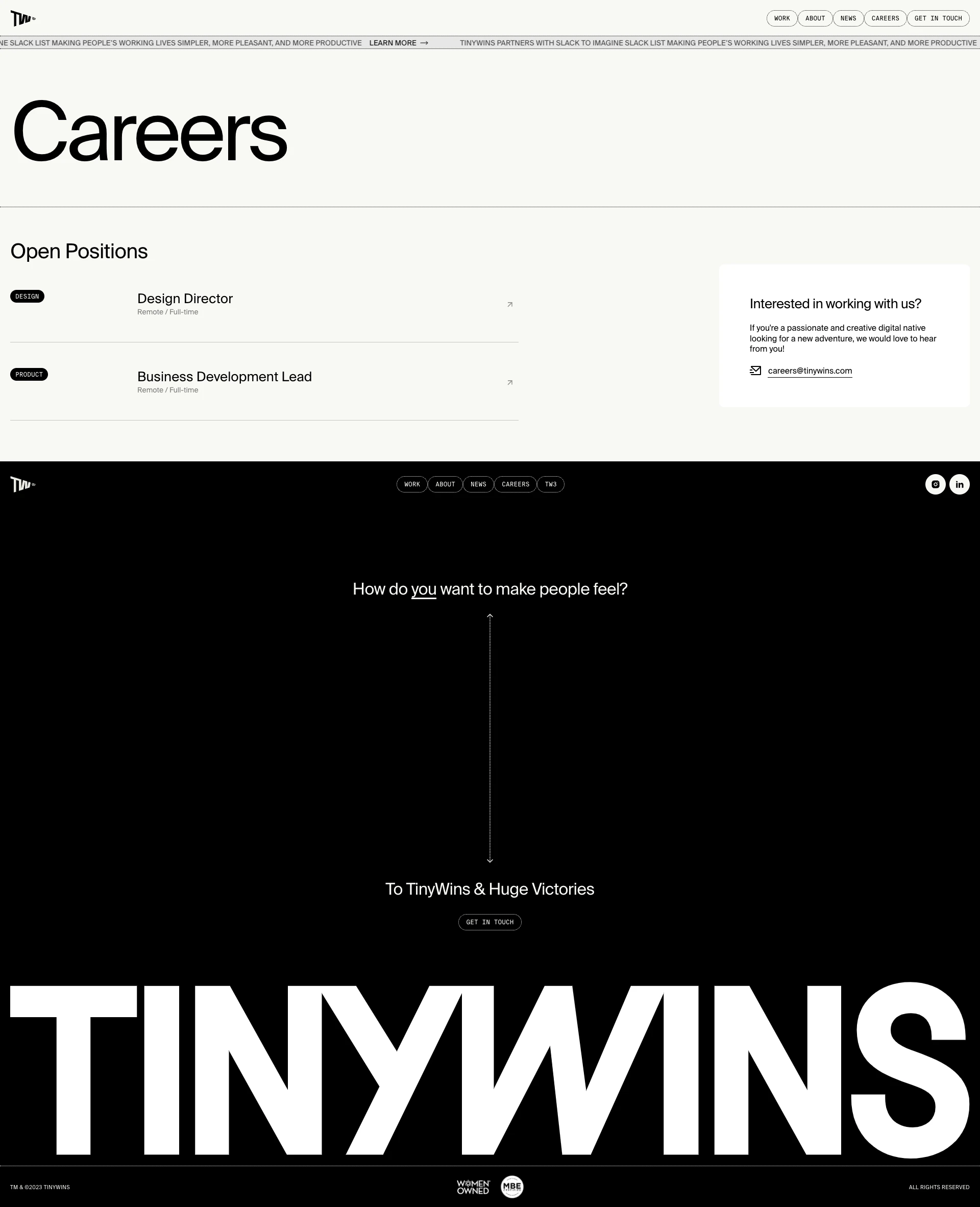 TinyWins Landing Page Example: We started small. One client at a time. Feeling by feeling. These early triumphs weren’t just victories; they were the stepping stones, the ‘Tiny Wins’ that propelled us forward, instilling in us a momentum that still drives us today.