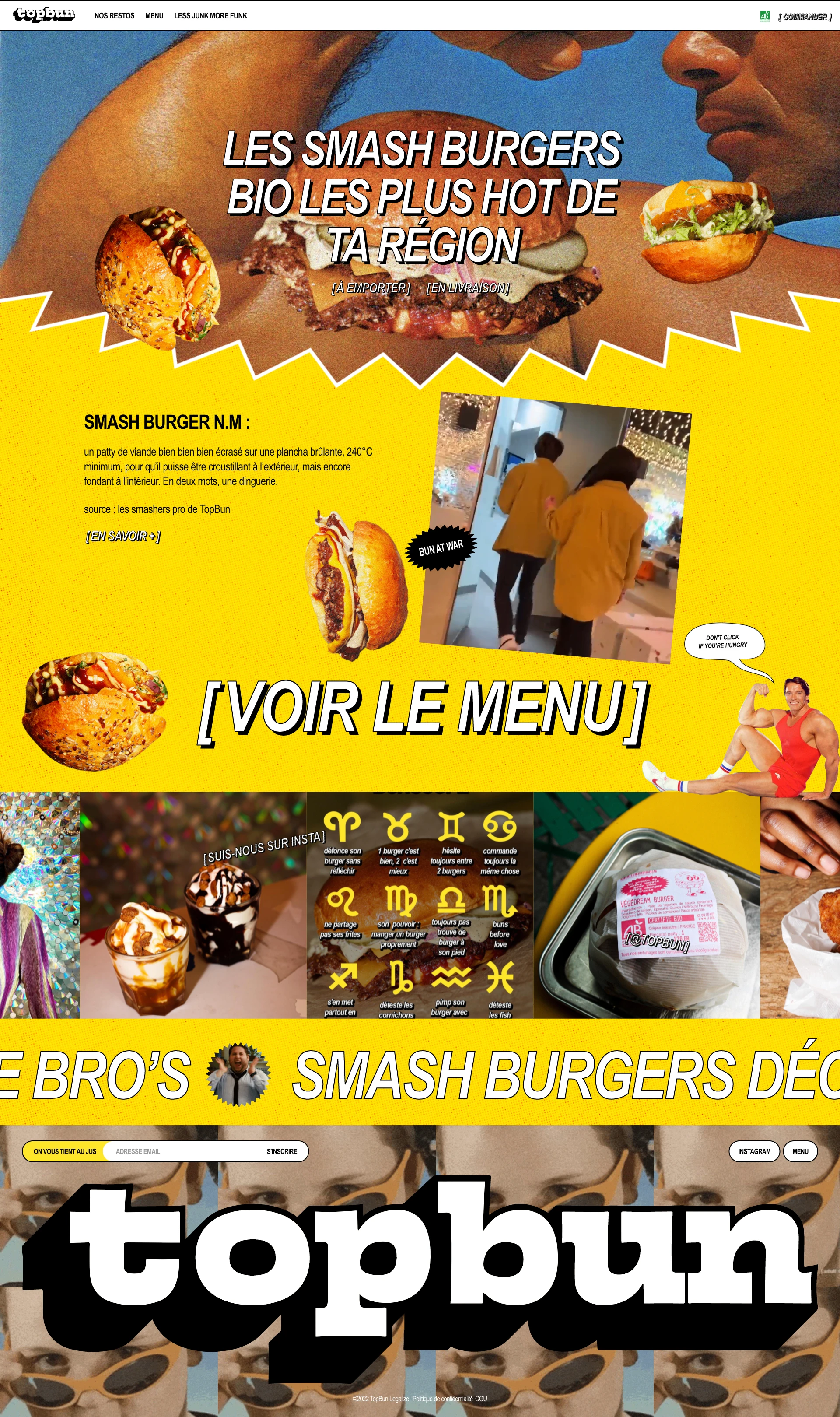 Topbun Landing Page Example: The hottest organic smash burgers in your area.