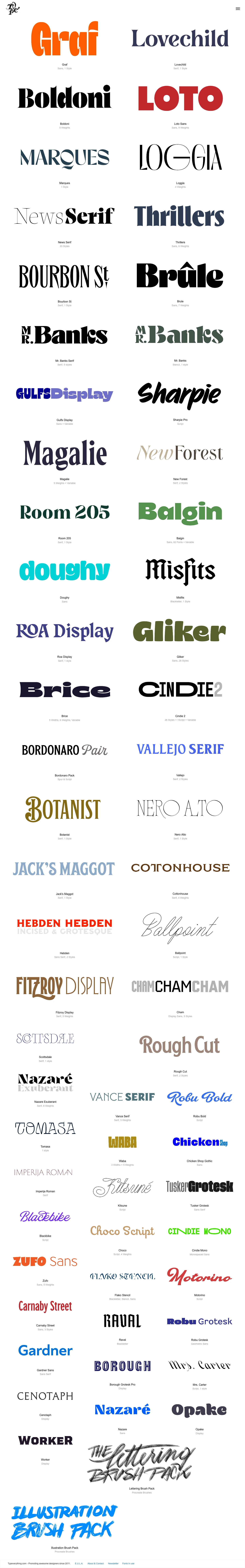 Typeverything Landing Page Example: Great fonts by cool designers. Since 2011 Typeverything became the place where you can discover great fonts from independent designers. If you're looking for display typefaces you're in the right place.