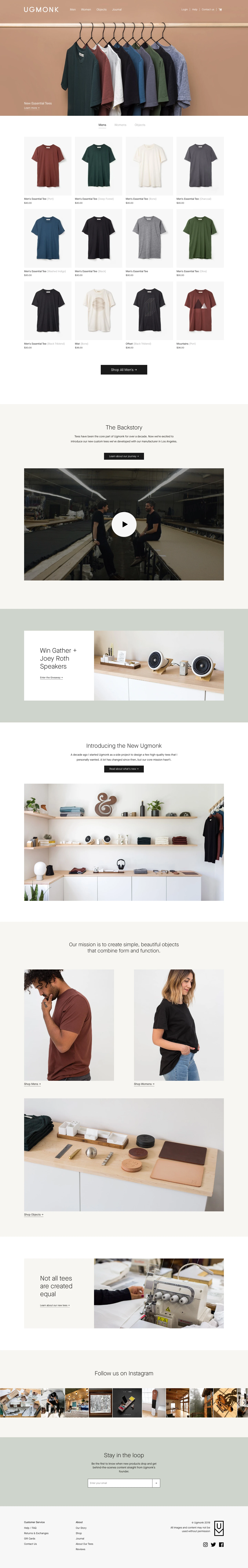 Ugmonk Landing Page Example: Ugmonk was founded by designer Jeff Sheldon with a mission to produce high-quality products with simple, fresh designs.