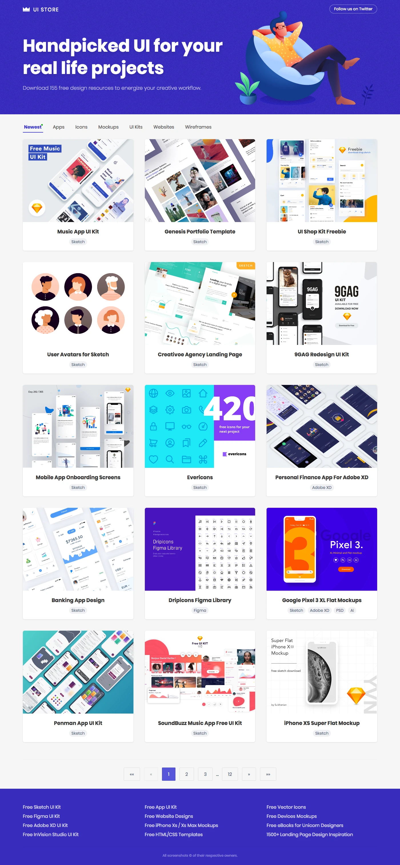 UI Store Landing Page Example: Download 155 free design resources to energize your creative workflow. Design for Sketch, Figma, Adobe XD, Photoshop, InVision Studio, Adobe Illustrator